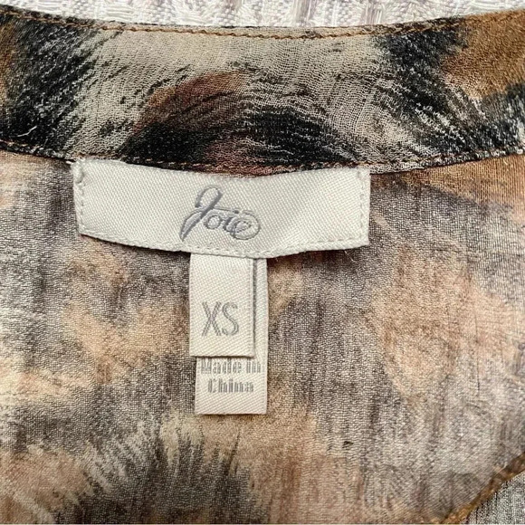 Joie Silk Leopard Print Sheer Blouse Top XS Animal Print Drop Shoulder Designer - Picture 12 of 13